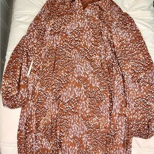 Nine West Brown and White Patterned Dress